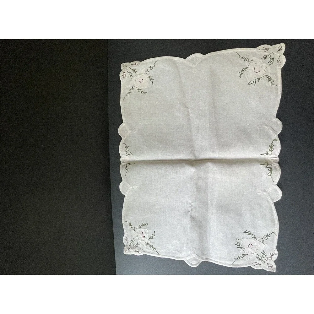 Vintage Traditional French Vinex Cotton Handcrafted Embroidered Floral Placemats